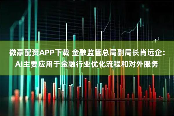 微豪配资APP下载 金融监管总局副局长肖远企：AI主要应用于金融行业优化流程和对外服务