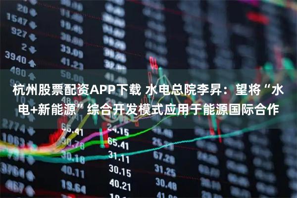 杭州股票配资APP下载 水电总院李昇：望将“水电+新能源”综合开发模式应用于能源国际合作